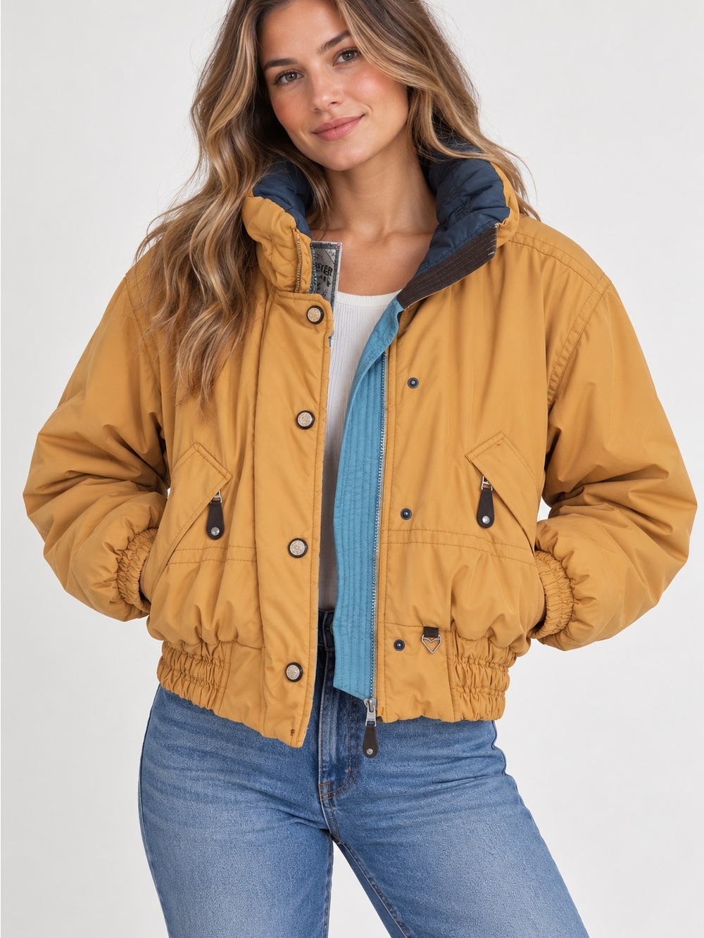 Vintage Obermeyer Women’s 10 Cropped Yellow Ski Jacket Insulated Winter Coat